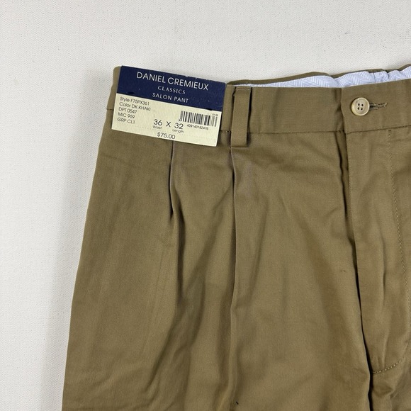 Daniel Cremieux Salon Pant Baggy Pleated Straight Leg Men's 36x32‎ Dark Khaki - Picture 7 of 7